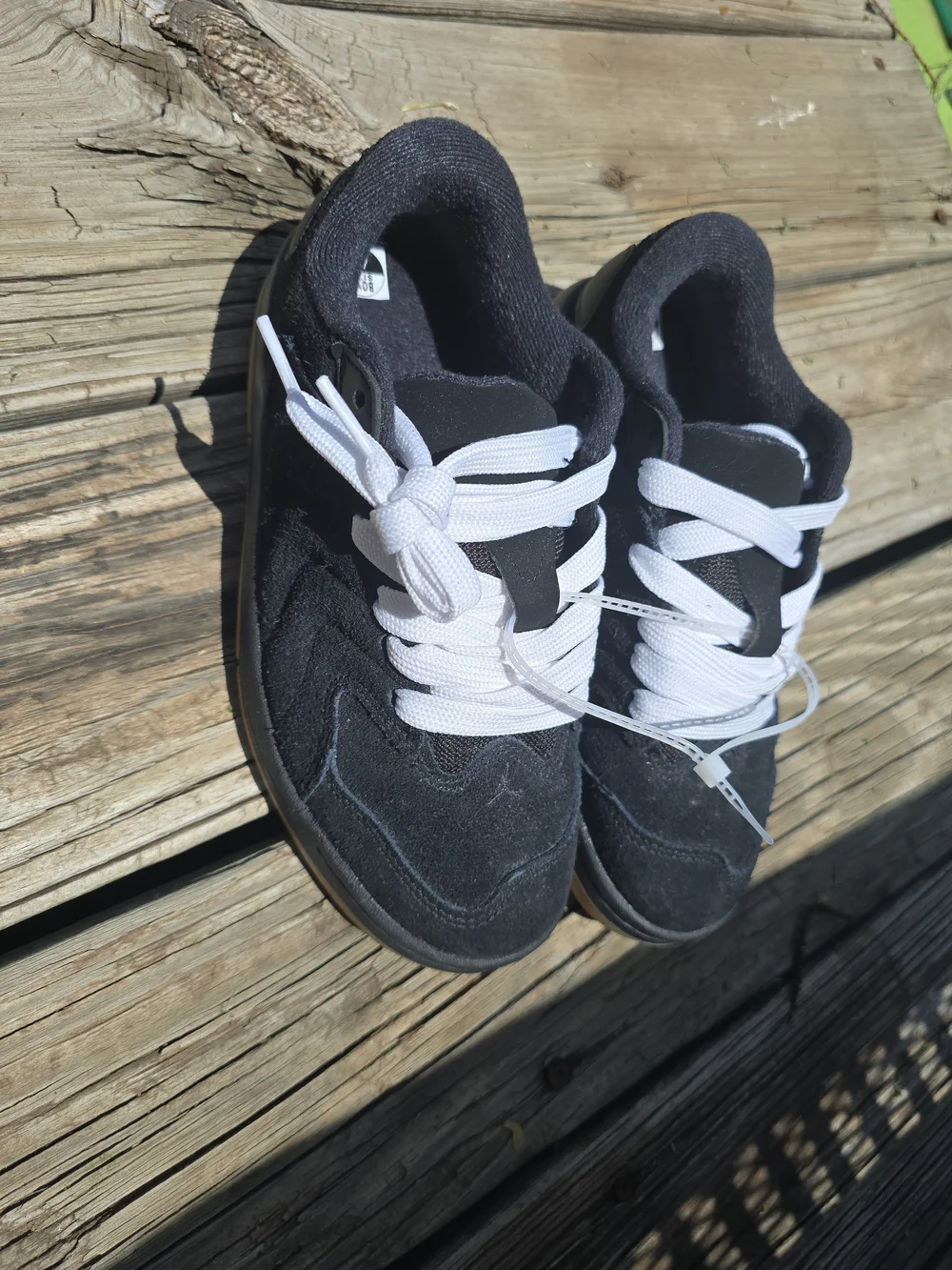 New - Nike Air Jordan Session GS BlackKids Black Suede Sneakers with White Laces